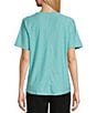 Color:Amazon Blue - Image 2 - Short Sleeve Solid Knit Tee Shirt
