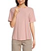 Color:Powder Pink - Image 1 - Short Sleeve Solid Knit Tee Shirt