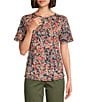 Color:Floral Meadow - Image 1 - Knit Short Sleeve Crew Neck Top