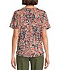 Color:Floral Meadow - Image 2 - Knit Short Sleeve Crew Neck Top