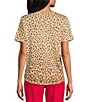 Color:Ombre Leopard - Image 2 - Knit Short Sleeve Crew Neck Top