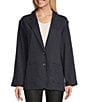 Color:Dark Navy Heather - Image 3 - Long Sleeve Button Front Collared Blazer
