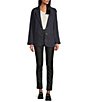 Color:Dark Navy Heather - Image 4 - Long Sleeve Button Front Collared Blazer