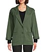 Color:Beetle Olive - Image 1 - Long Sleeve Button Front Collared Blazer