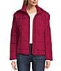 Color:Dark Pink - Image 1 - Long Sleeve Zip Front Quilted Puffer Jacket