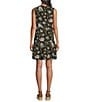 Color:Olive Floral - Image 2 - Petite Size Floral Print Double Tassel Tie Front V-Neck Tiered Sleeveless A-Line Dress