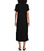 Color:Black - Image 2 - Petite Size Short Roll-Tab Sleeve V-Neck Shift Dress