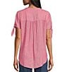 Color:Fruit Dove Pink - Image 2 - Petite Size Tie Short Sleeve Y-Neck Top