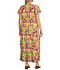 Color:Multi Floral - Image 3 - Plus Size Floral Double Flutter Short Sleeve V-Neck Side Pocket Faux Wrap Maxi Dress