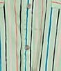 Color:Handrawn Stripe - Image 5 - Plus Size Handrawn Stripe Woven Roll Sleeve Spread Collar Button Front Shirt