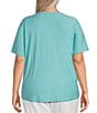 Color:Amazon Blue - Image 2 - Plus Size Short Sleeve Solid Knit Tee Shirt