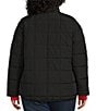 Color:Black - Image 2 - Plus Size Long Sleeve Zip Front Quilted Jacket
