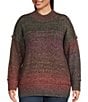 Color:Red Ombre - Image 1 - Plus Size Ombre Long Sleeve Mock Neck Sweater