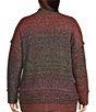 Color:Red Ombre - Image 2 - Plus Size Ombre Long Sleeve Mock Neck Sweater