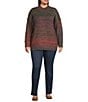 Color:Red Ombre - Image 3 - Plus Size Ombre Long Sleeve Mock Neck Sweater