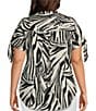 Color:Playful Zebra - Image 2 - Plus Size Zebra Printed Tie Short Sleeve Y-Neck Top