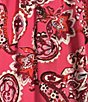 Color:Pink Paisley - Image 4 - Woven Paisley Flutter Short Sleeve Y-Neck Button Front Top