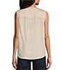 Color:Birch - Image 2 - Woven Sleeveless Button Front Blouse