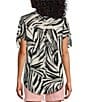 Color:Playful Zebra - Image 2 - Zebra Printed Tie Short Sleeve Y-Neck Top