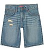 Color:Surf Wash - Image 1 - Wrangler® Big Boys 8-20 Relaxed-Fit Distressed Denim Shorts