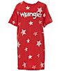 Color:Red - Image 1 - Wrangler® Big Girls 8-18 Short Sleeve Americana Star-Printed T-Shirt Dress