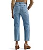 Color:Medium Blue - Image 2 - Wrangler® High Rise Distressed Crop Straight Jeans