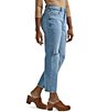 Color:Medium Blue - Image 3 - Wrangler® High Rise Distressed Crop Straight Jeans