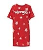 Color:Red - Image 1 - Wrangler® Little Girls 4-7 Short Sleeve Americana Star-Printed T-Shirt Dress