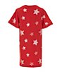 Color:Red - Image 2 - Wrangler® Little Girls 4-7 Short Sleeve Americana Star-Printed T-Shirt Dress