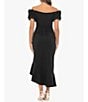Color:Black - Image 2 - 3D Ruffle Off-the-Shoulder Ruffle Front Ruched Detail Midi Dress