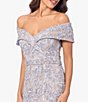 Color:Gold/Silver - Image 3 - Embroidered Off-the-Shoulder Short Sleeve Lace A-line Gown