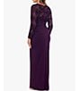 Color:Mulberry - Image 2 - Illusion Sleeve Lace Bodice Ruffle Front Gown