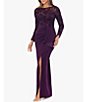 Color:Mulberry - Image 3 - Illusion Sleeve Lace Bodice Ruffle Front Gown