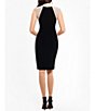 Color:Black/Nude/Silver - Image 2 - Petite Size Beaded Illusion Side Stretch Jersey Scoop Neck Sleeveless Sheath Dress