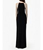 Color:Black/Nude/Silver - Image 2 - Petite Size Caviar Beaded Mesh Long Sleeve V-Neck Sheath Gown