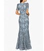 Color:Smoke - Image 2 - Petite Size Short Sleeve V-Neck Lace Soutache Mermaid Gown