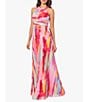Color:Fuchsia/Multi - Image 3 - Petite Size Sleeveless Halter Neck Pleated Gown