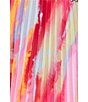Color:Fuchsia/Multi - Image 5 - Petite Size Sleeveless Halter Neck Pleated Gown