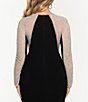 Color:Black/Nude/Sliver - Image 4 - Plus Size Long Sleeve V-Neck Crystal Beaded Gown