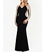 Color:Black/Nude/Sliver - Image 5 - Plus Size Long Sleeve V-Neck Crystal Beaded Gown