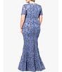 Color:Smoke - Image 2 - Plus Size Short Sleeve V-Neck Lace Soutache Gown