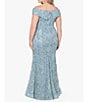 Color:Sage - Image 2 - Plus Size Sweetheart Off-the-Shoulder Embroidered Lace Gown