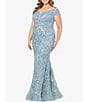 Color:Sage - Image 3 - Plus Size Sweetheart Off-the-Shoulder Embroidered Lace Gown
