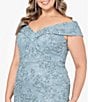 Color:Sage - Image 4 - Plus Size Sweetheart Off-the-Shoulder Embroidered Lace Gown