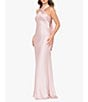 Color:Rose/Gold - Image 3 - Satin Cross Front Halter Neck Sleeveless Tie Back Gown