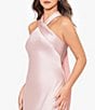 Color:Rose/Gold - Image 4 - Satin Cross Front Halter Neck Sleeveless Tie Back Gown