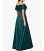 Color:Hunter - Image 2 - Satin Off-the-Shoulder Sleeveless Bow Front Ball Gown