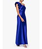 Color:Cobalt - Image 3 - Satin One Shoulder Ruffle Sleeveless Ruched Back Gown