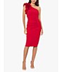 Color:Red - Image 1 - Scuba Crepe One Shoulder Ruffle Detail Sleeveless Dress