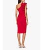 Color:Red - Image 2 - Scuba Crepe One Shoulder Ruffle Detail Sleeveless Dress